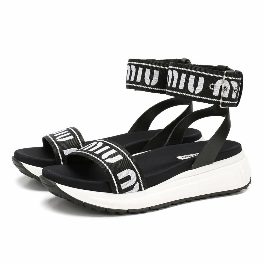 Miu Miu canvas white logo Sandal *almost NEW condition*